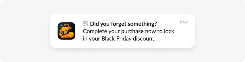 Abandoned cart recovery black friday push notification